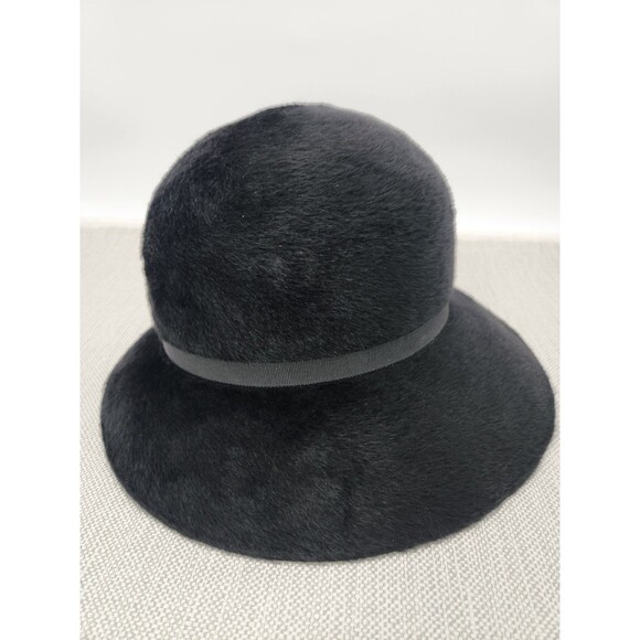 Brunschwig 21 Inch Vintage Hat Black Cloche Fedora Faux Fur Classic Switzerland main image 11